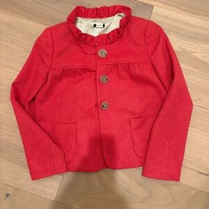 J. Crew Red Blazer with Ruffle Collar